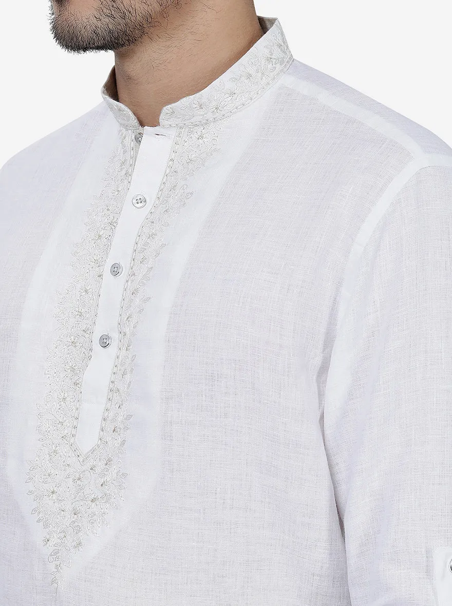 White Solid Slim Fit Party Wear Kurta | JB Studio